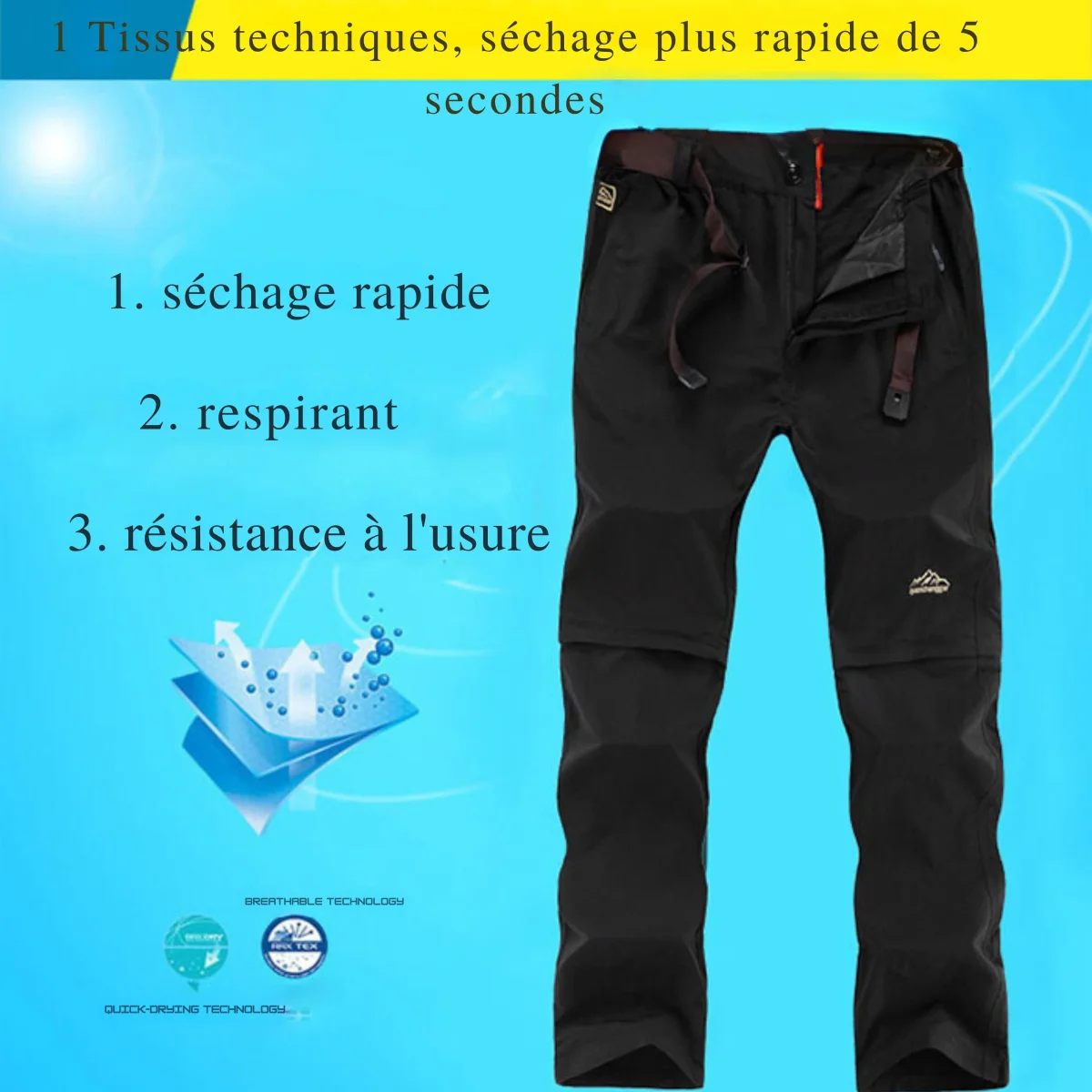 Pantalon modulable short pour randonnée-Homme "Modulable-PantsH" – Image 7