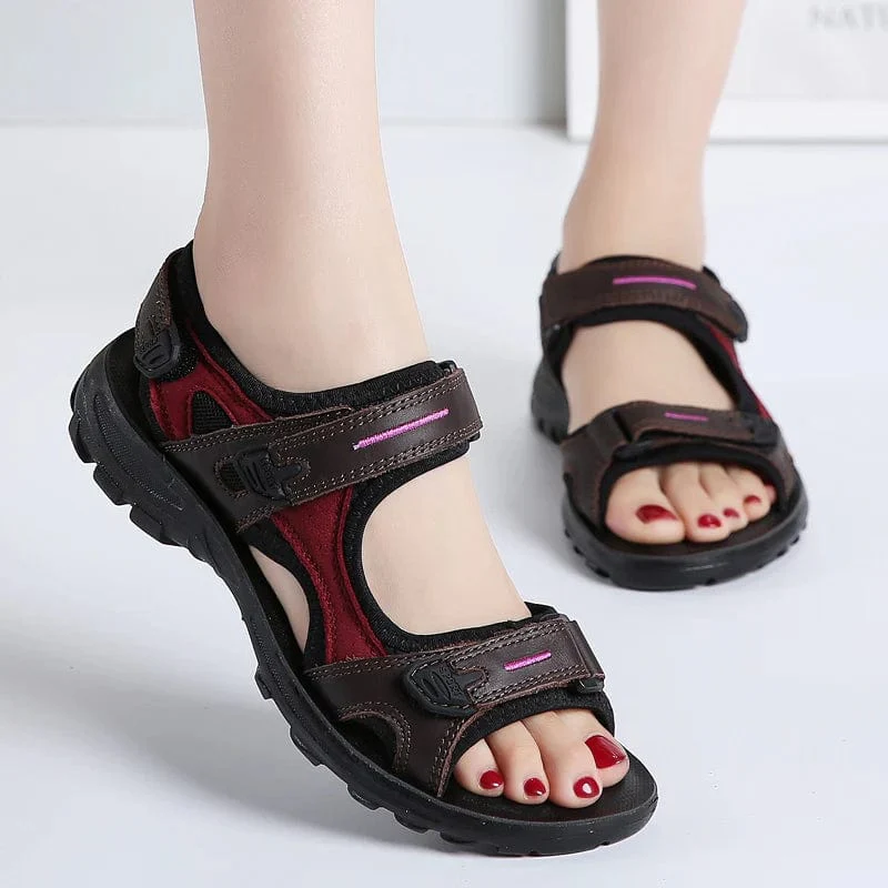 Sandale randonnée cuir pour femme, confortable, solide "CuirSand-F"